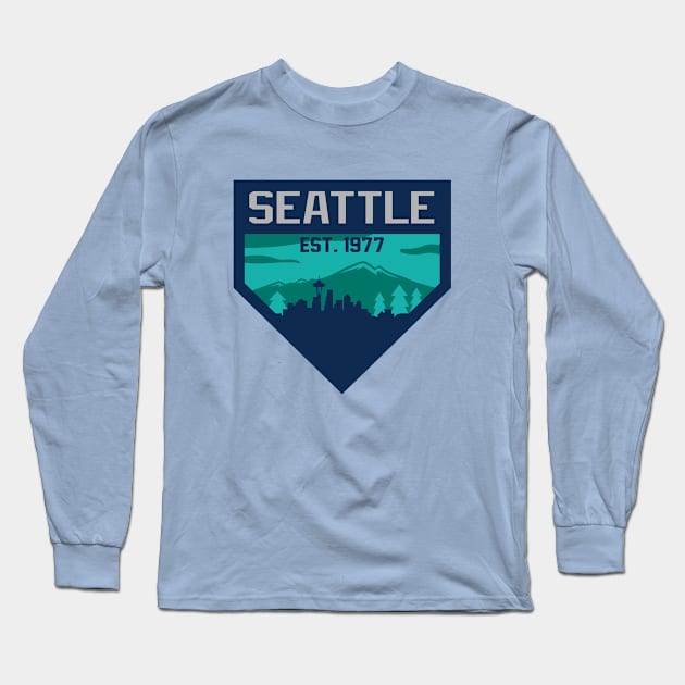 Seattle Home Plate Skyline Long Sleeve T-Shirt by CasualGraphic